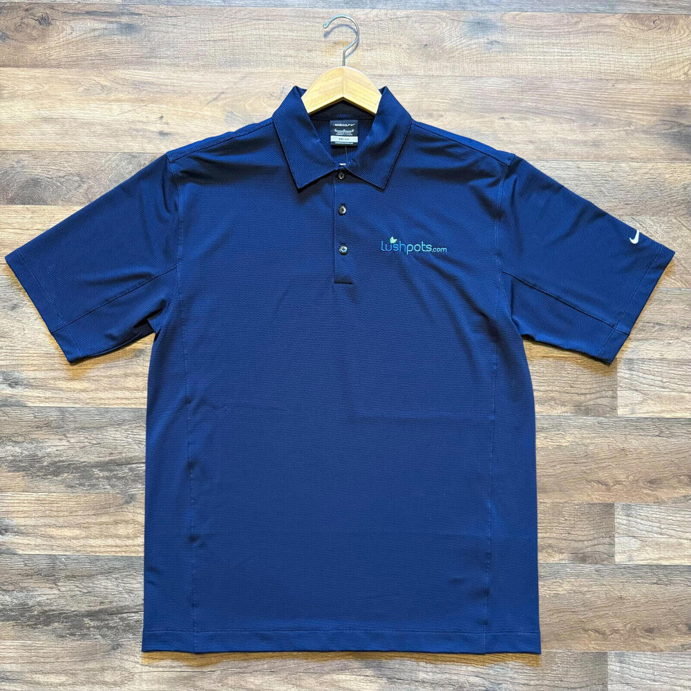 NIKE GOLF Polo Dri Fit Men's Medium Navy Blue Shirt NEW w/Tags Lushpots Logo